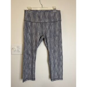 Lululemon Wunder Under Crop 21" Luon Jacquard Battleship Silver Spoon Size 12